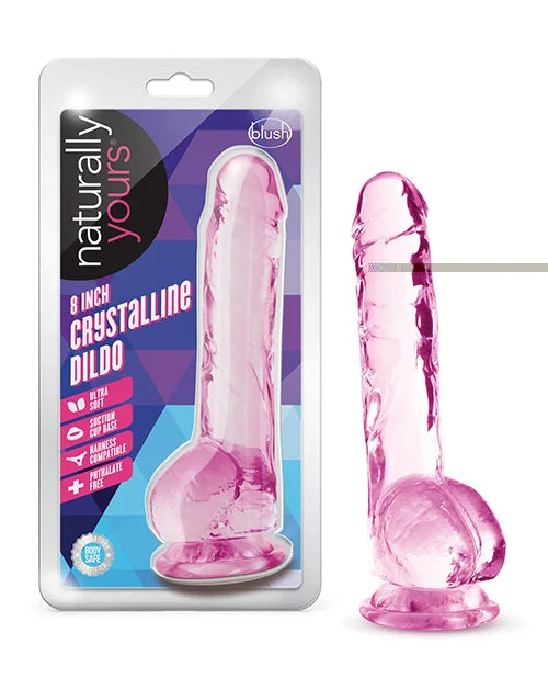 beginner thrusting dildo-Blush Naturally Yours 8" Crystalline Dildo - Rose