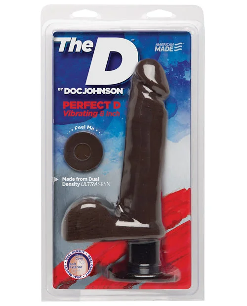 black USB-charged dildo-The D 8" Perfect D Vibrating w/Balls - Chocolate