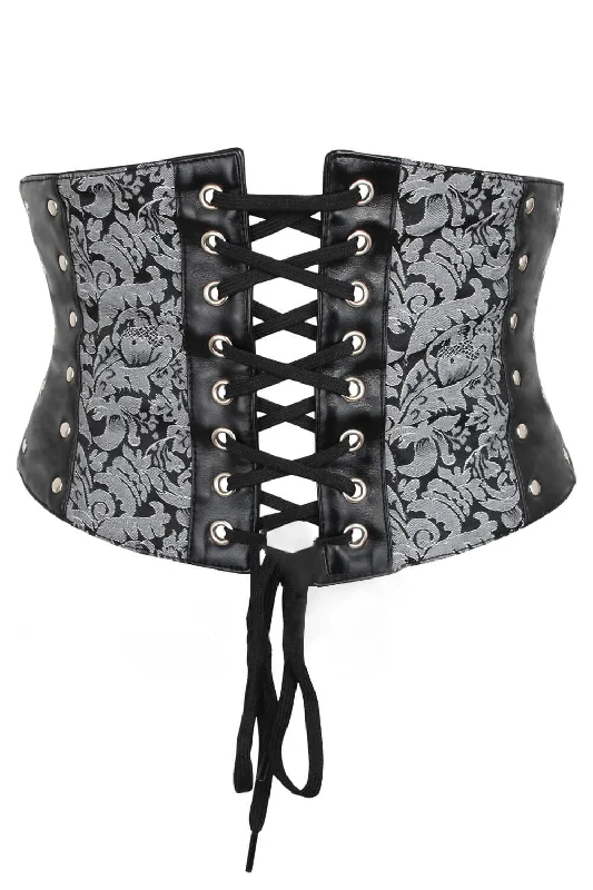 corset dress for cosplay party-Silver Black Gothic Corset Belt