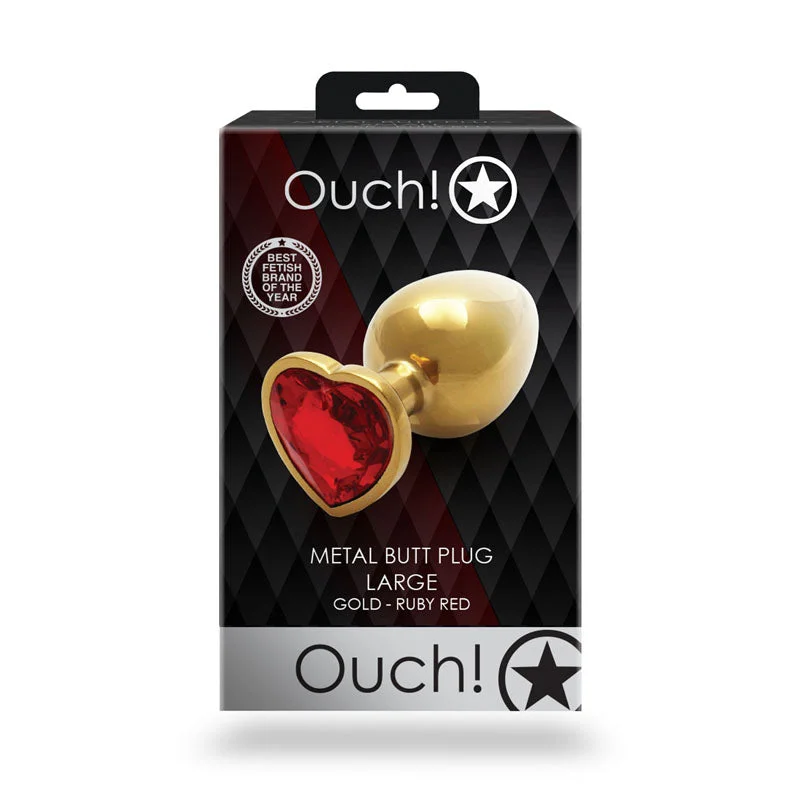 Waterproof anal toys deals-OUCH! Heart Gem Gold Butt Plug - Large