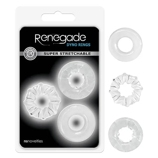 cock ring with LED lights-Renegade - Dyno Rings - Clear Cock Rings - Set of 3