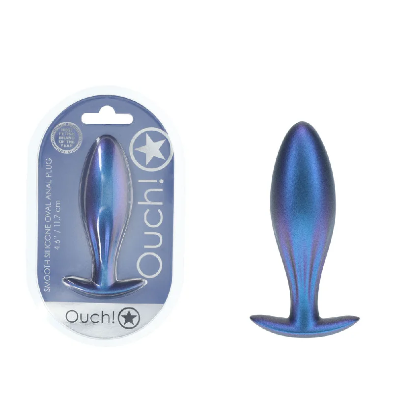 Anal toys with compact size-OUCH! Oval Anal Plug - Metallic  - Metallic  11.7 cm Butt Plug