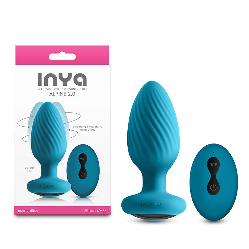 Anal toys with cozy shape-INYA Alpine 2.0 - Teal - Teal 10.7 cm USB Rechargeable Butt Plug with Wireless Remote