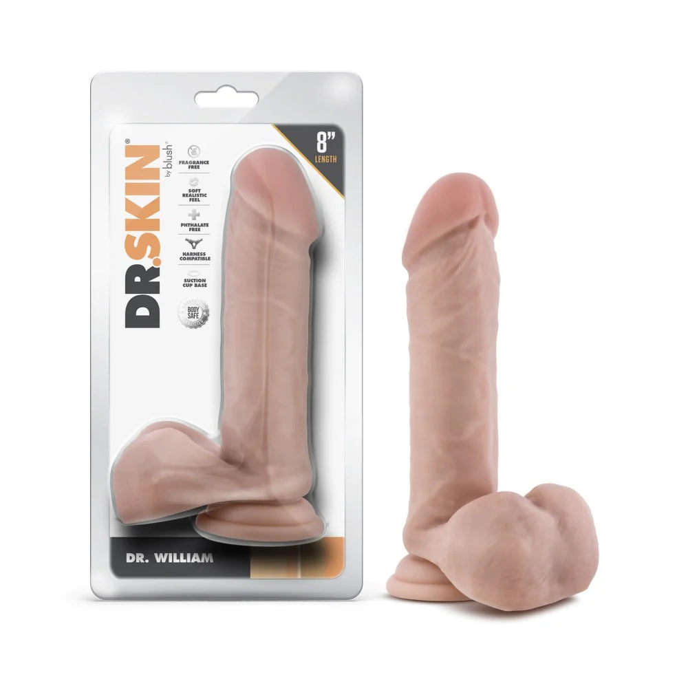 smooth discreet dildo-Dr. Skin Dr. William 8 Inch Long Dildo Beige