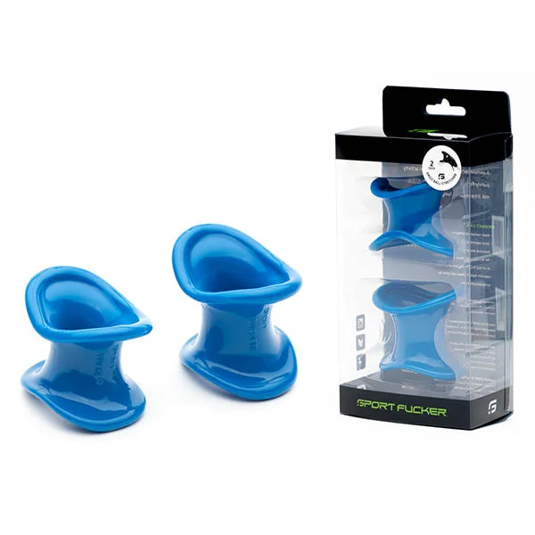 cock ring for partner playtime-Sport Fucker Ergonomic Ball Stretcher Kit - Blue Ball Stretchers - Set of 2 Sizes - SF10541