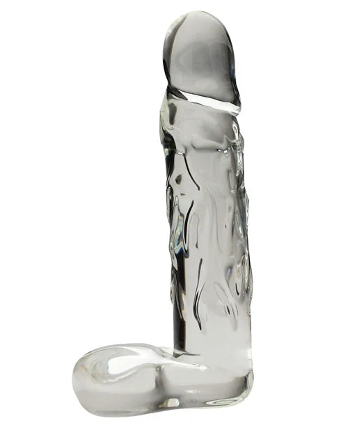 realistic affordable dildo-Blown Realistic Glass Large - Clear