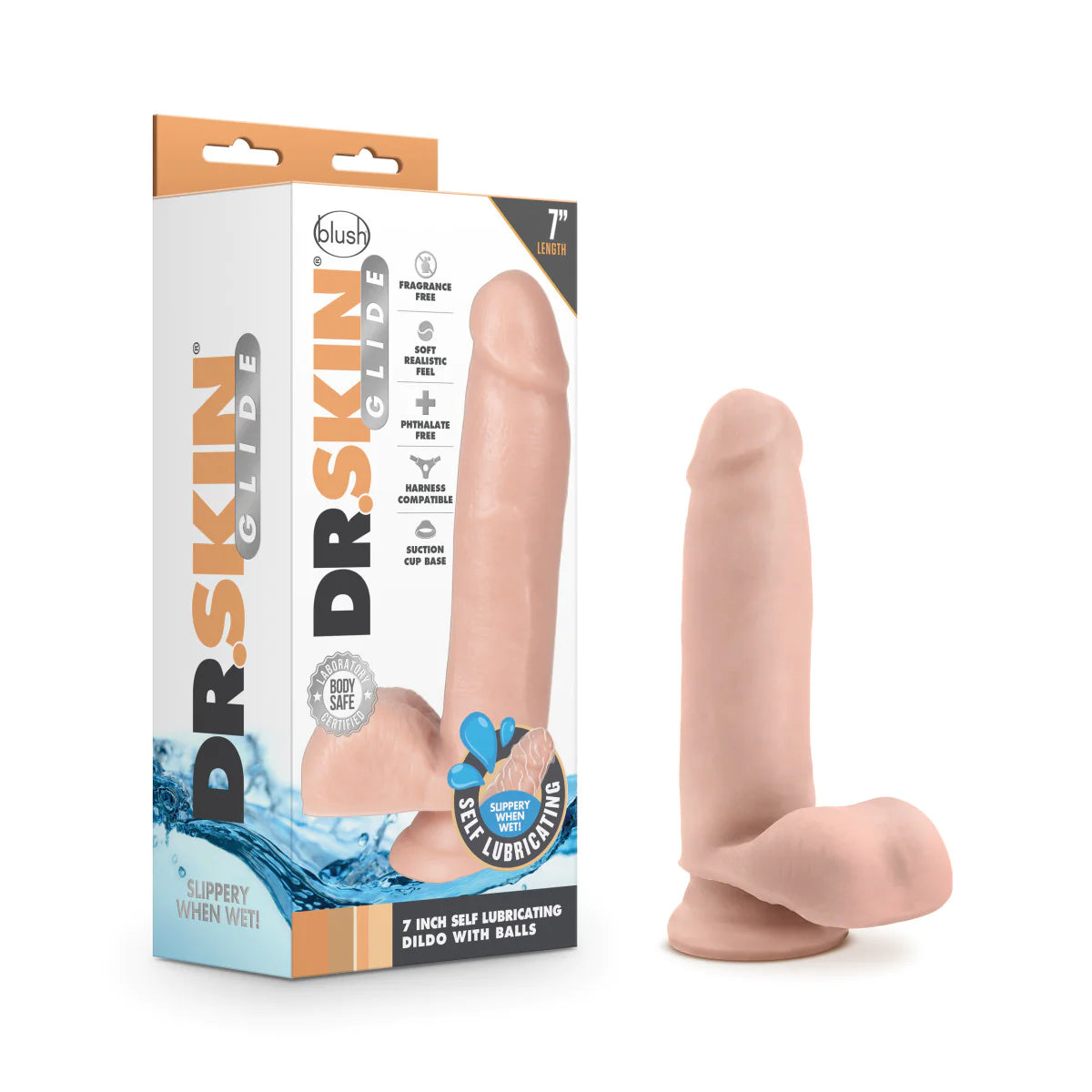 glass affordable dildo-Dr. Skin Glide Realistic Vanilla 7-Inch Long Dildo