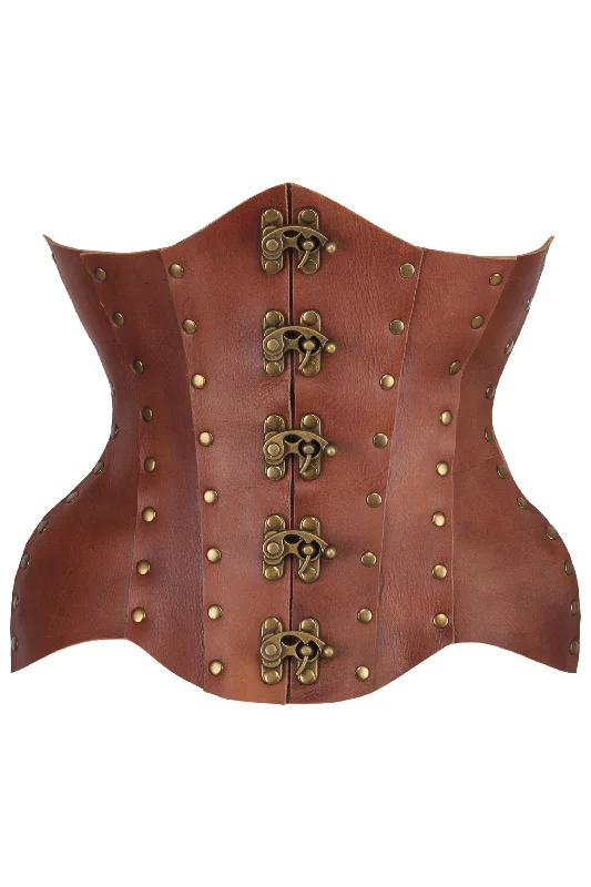 corset with garter belt-Handmade Leather Underbust Corset – Premium Quality for Re-Enactments & Renfaire Elegance