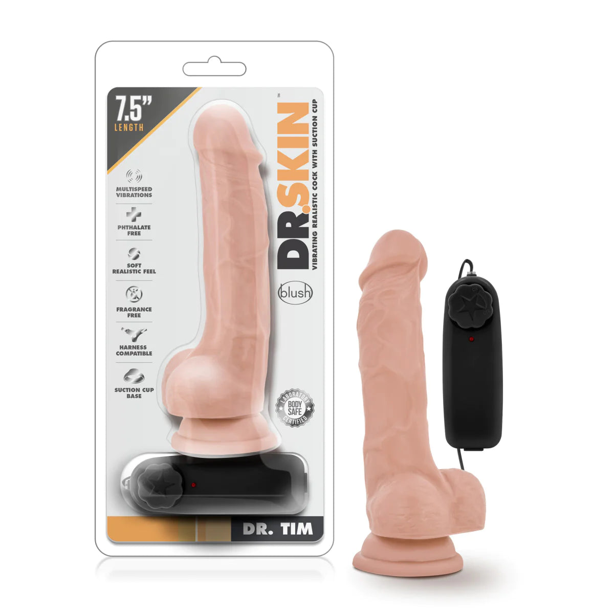 glass luxury dildo-Dr. Skin Dr. Tim Realistic Vanilla 7.5-Inch Vibrating Dildo