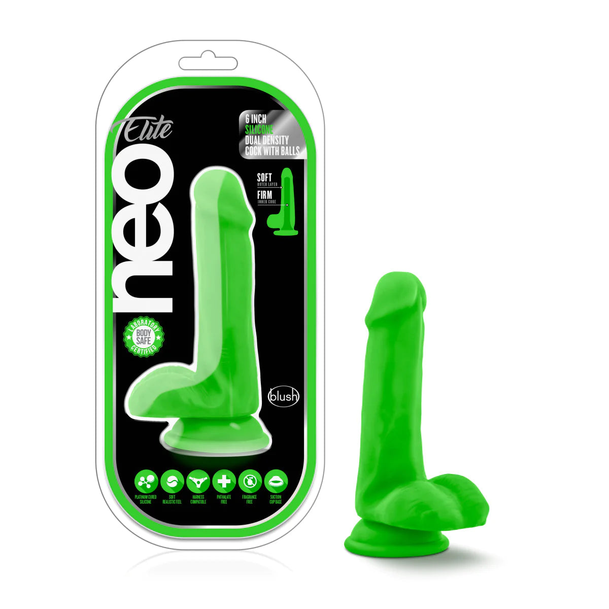 pink lifelike dildo-Neo Elite Neon Green 6.5-Inch Dildo