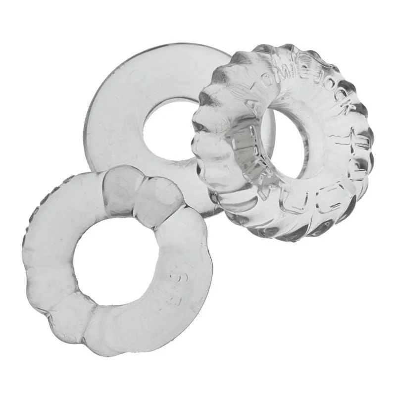 cock ring for enhanced fit-Bonemaker 3 Pc Cockring Set Clear