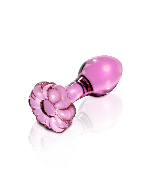 Anal toys for sensory stimulation-Pipedream Icicles No. 48 Pink Glass Flower Anal Plug