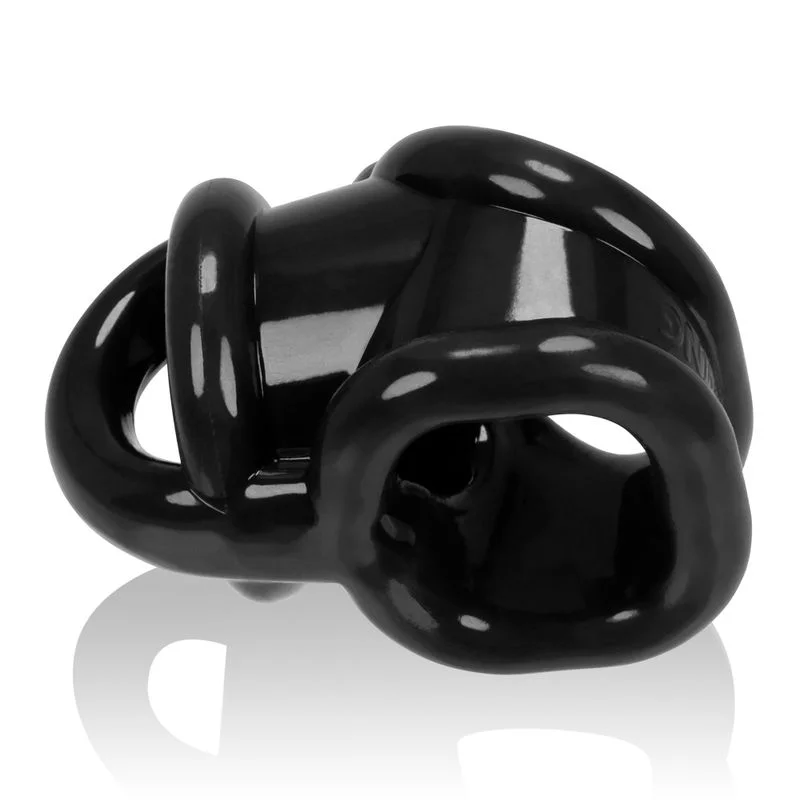 cock ring with smooth surface-Ballsling Ball Split Sling Black