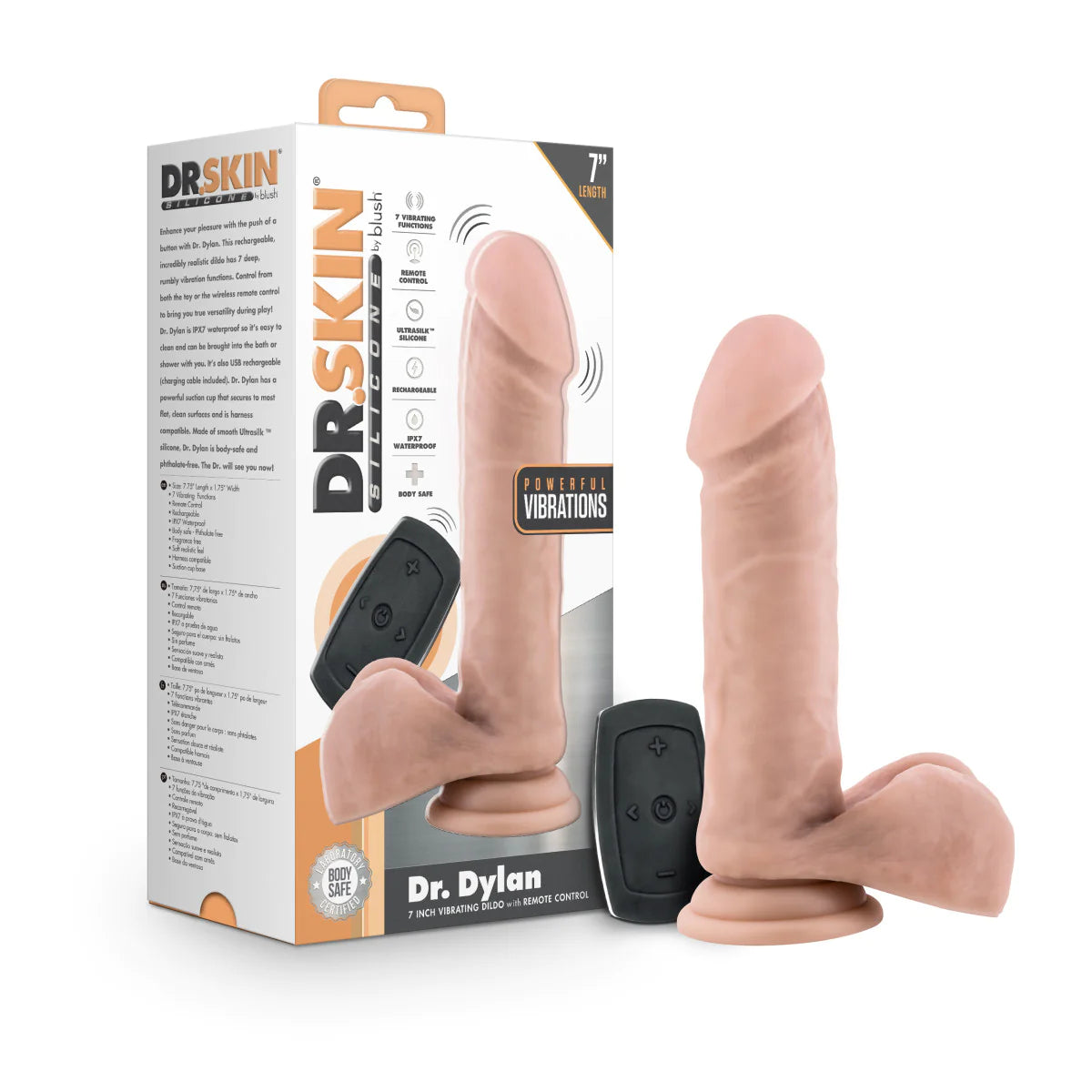 vibrating quiet dildo-Dr. Skin Silicone Dr. Dylan Vanilla 7.5-Inch Vibrating Dildo