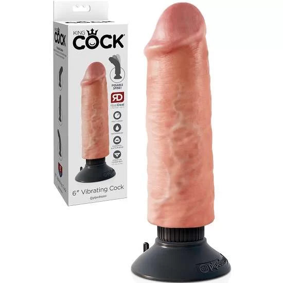 silicone waterproof dildo-Pipedream King Cock 6 inch Vibrating Dildo with  Posable Spine and Suction Cup