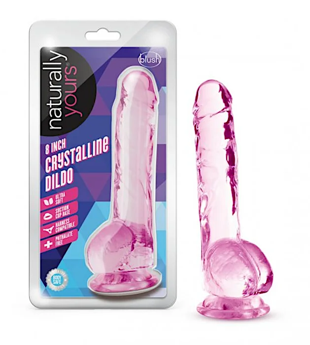 vibrating purple dildo-Nat Yours 7'' Crystalline Dildo -Pink