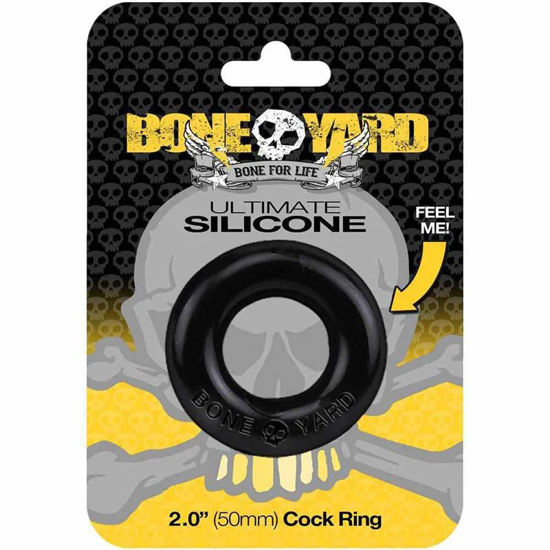 cock ring size range-Boneyard Ultimate Silicone Ring Black - Black 50mm Cock Ring