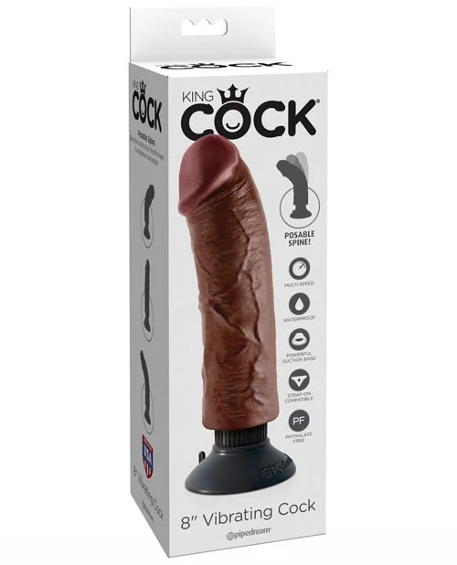 realistic purple dildo-King Cock 8" Vibrating Cock - Brown