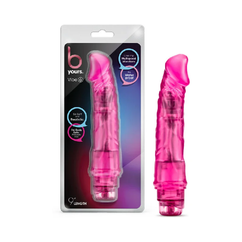 soft rubber dildo-B Yours Vibe 6 Realistic 9.25 in. Vibrating Dildo Pink