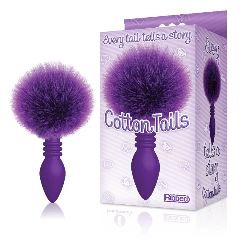 Anal toys for gentle stretching-The 9's Cottontails Butt Plug, Ribbed Purple