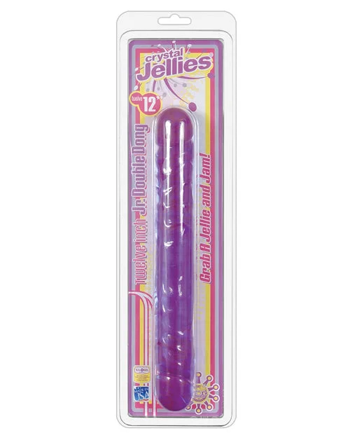 black luxury dildo-Crystal Jellies 12" Jr. Double Dong - Purple