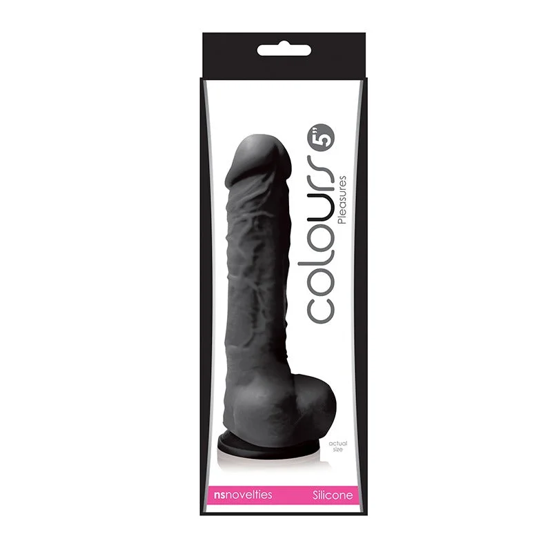 large hands-free dildo-Pleasures 5" Dildo In Black - Colours