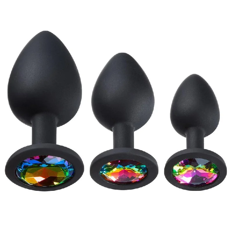 Anal toys with realistic texture-Cloud 9 Novelties Gems Silicone Anal Plug - Includes Small, Med & Large Size