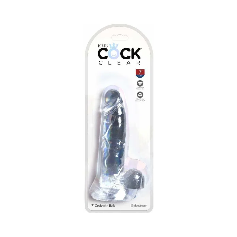 smooth green dildo-King Cock Clear 7 in. Cock With Balls Realistic Suction Cup Dildo