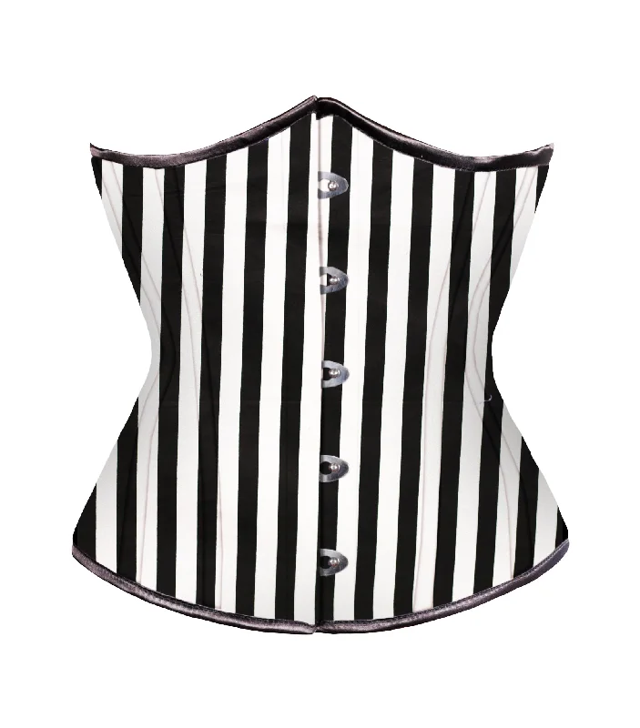 corset with double boning-Black White Strip waist reducing  underbust corset