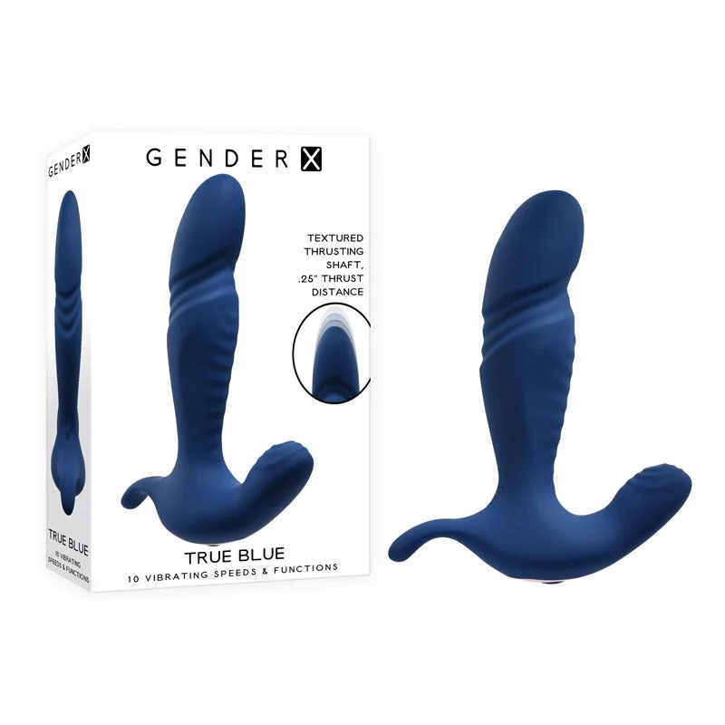 Anal toys with adjustable size-Gender X TRUE BLUE THRUSTING PROSTATE MASSAGER BUTT PLUG