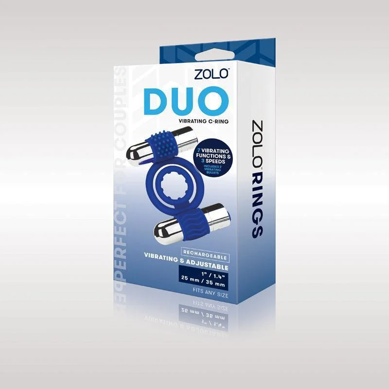 cock ring sizing tips-Zolo Rechargeable Duo Vibrating C-Ring - Blue USB Rechargeable Dual Vibrating Cock Ring