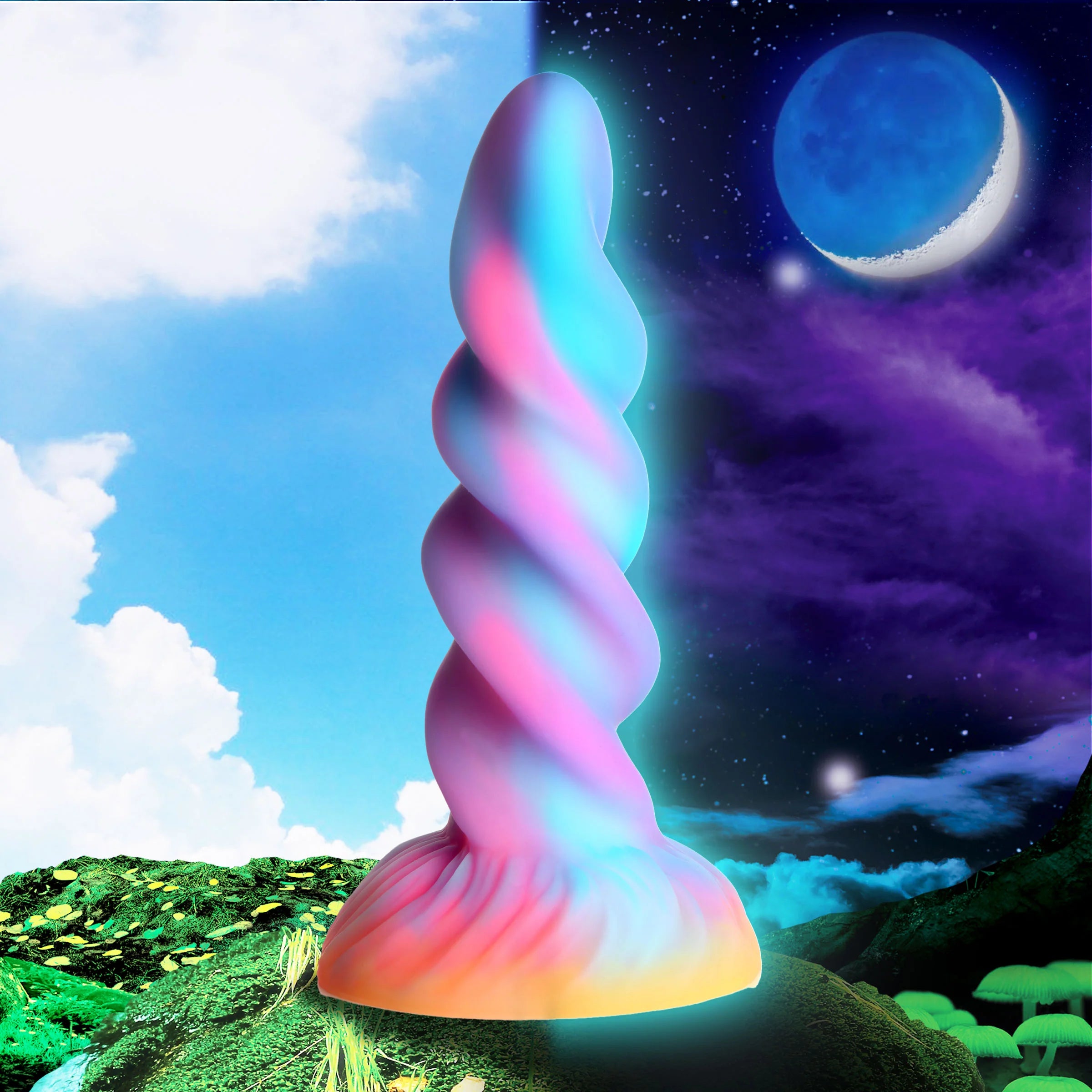 thick curved dildo-Creature Cocks Moon Rider Glow-In-The-Dark Unicorn Dildo