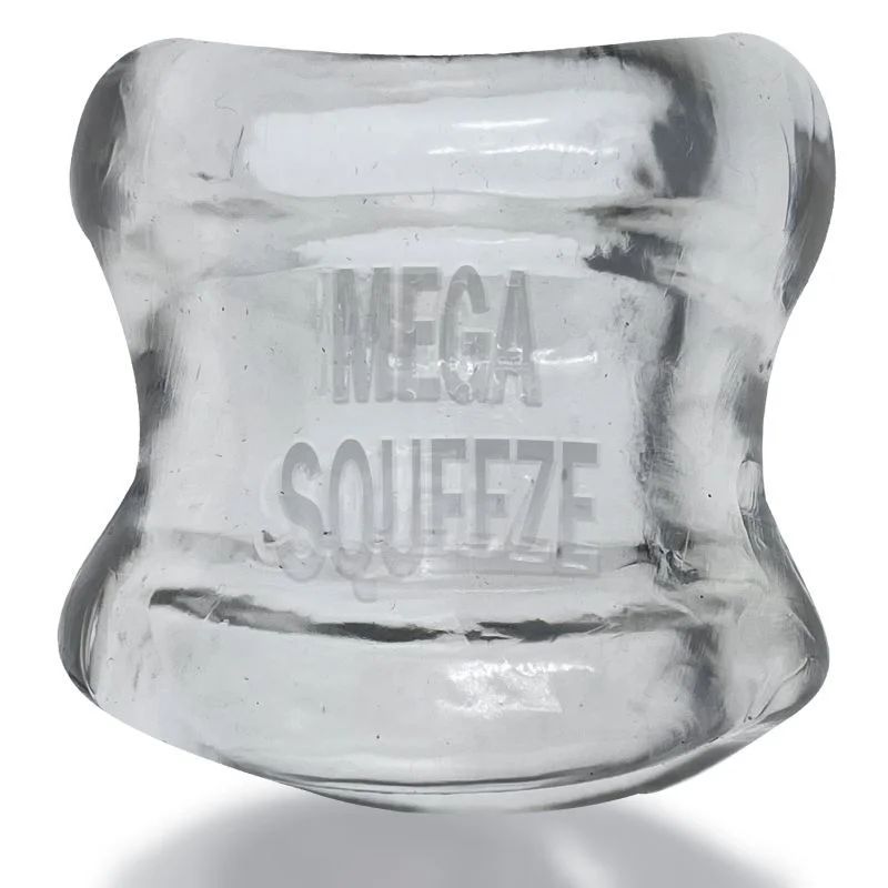 cock ring cleaning steps-Mega Squeeze Ergofit Ball Stretcher Clear