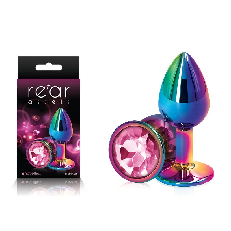 Anal toys for partner play-Rear Assets Multi Coloured Small Butt Plug Pink