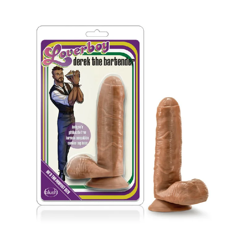 curved thick dildo-Loverboy Derek The Bartender Realistic 7 in. Dildo with Balls Tan