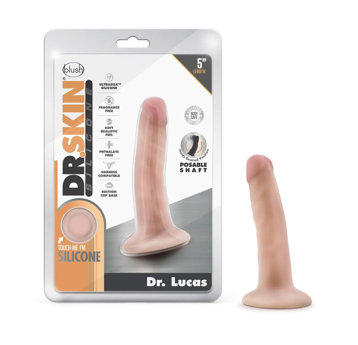 pink affordable dildo-Dr. Skin Silicone Dr. Lucas Realistic Vanilla 5.5-Inch Long Dildo