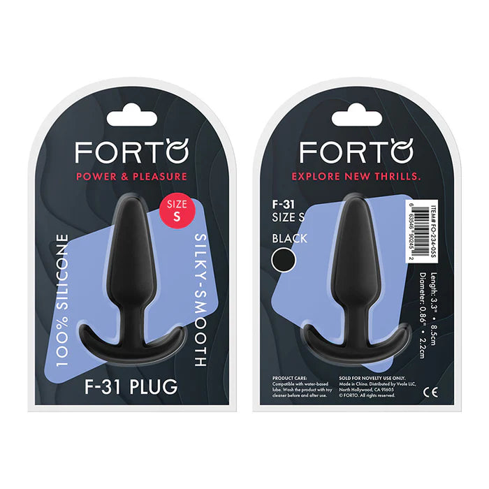 Anal toys with portable design-Forto F-31 Silicone Anal Plug Small Black