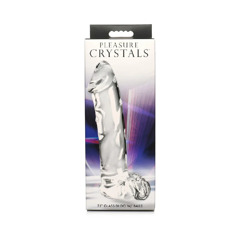 thick wireless dildo-Pleasure Crystals 7.1 in. Glass Dildo with Balls