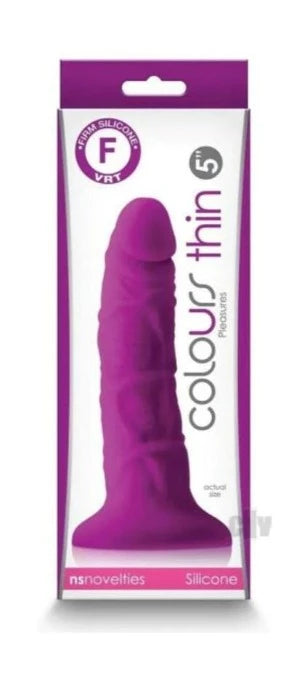 pink textured dildo-Colours Pleasures Thin 5 In Dildo -Purple