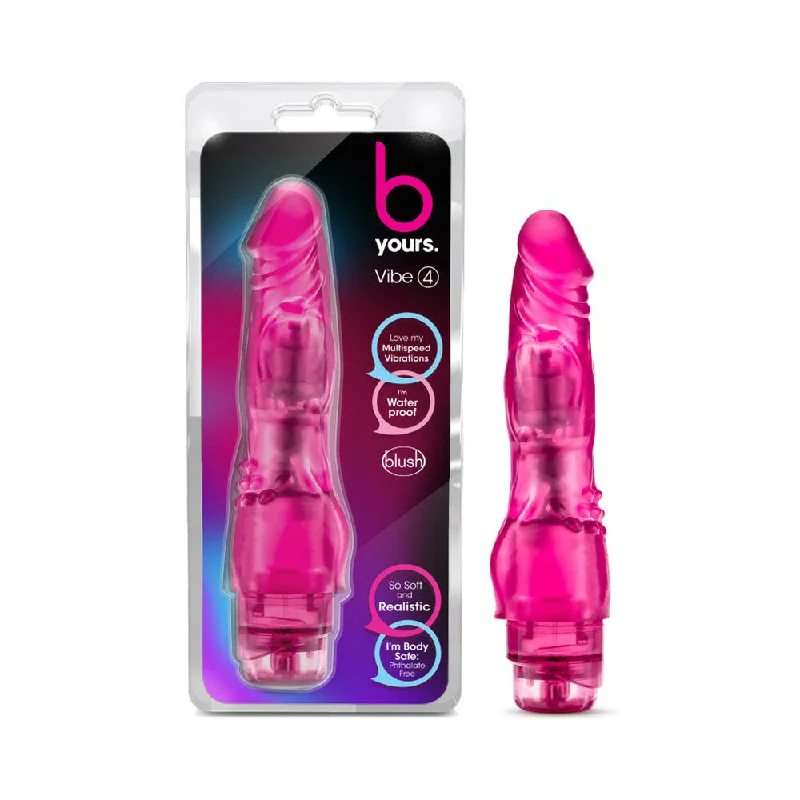 small suction cup dildo-B Yours Vibe 4 Realistic 8 in. Vibrating Dildo Pink