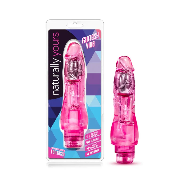 rotating dildo-Naturally Yours Fantasy Vibe Realistic 8.5 in. Vibrating Dildo Pink