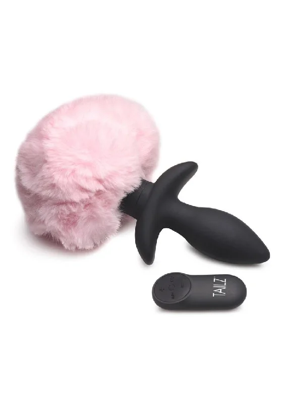 Anal toys for starter joy-Tailz Moving and Vibrating Bunny Tails Rechargeable Silicone Anal Plug with Remote Control