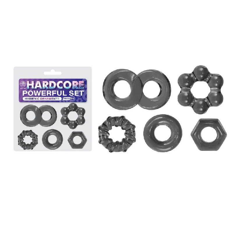 cock ring sizing tricks-Hardcore Powerful Set Cock Rings - Set of 5 - Smoke Cock Rings - Set of 5