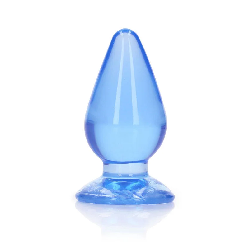 Anal toys with plush vibe-REALROCK 9 cm Anal Butt Plug - Blue