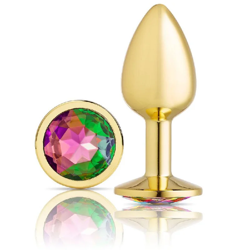 Anal toys for group play-Cloud 9 Novelties Anal Gems Jeweled Gold Chromed Anal Plug - Small