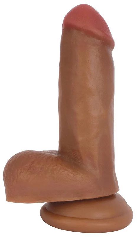 realistic textured dildo-JOCK 6 Inch Dildo with Balls - Latte