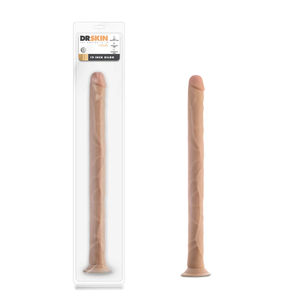 thin pulsing dildo-Dr. Skin 19 Inch Long Realistic Dildo - Vanilla