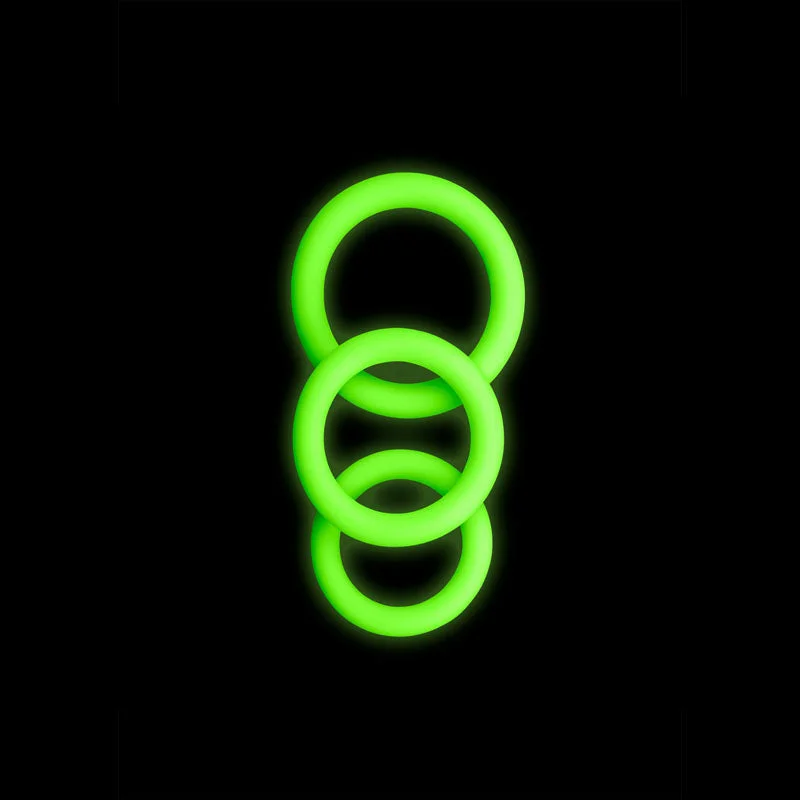 cock ring for deep fun-OUCH! Glow In The Dark Cock Ring Set - Glow in Dark Cock Rings - Set of 3 Sizes