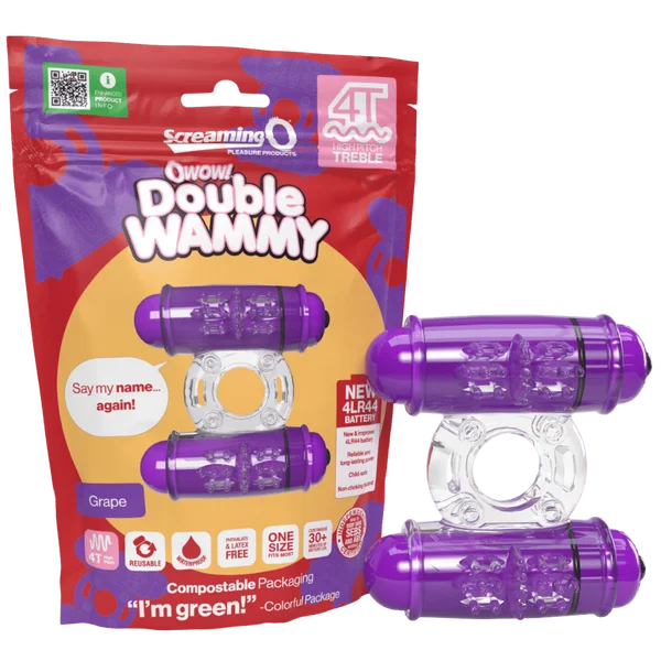 cock ring with comfy grip-Double Wammy 4T High Pitch Treble (Grape)