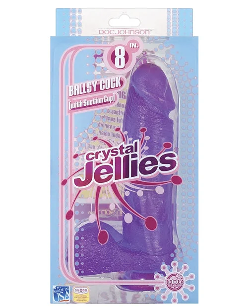 realistic premium dildo-Crystal Jellies 8" Ballsy Cock - Purple